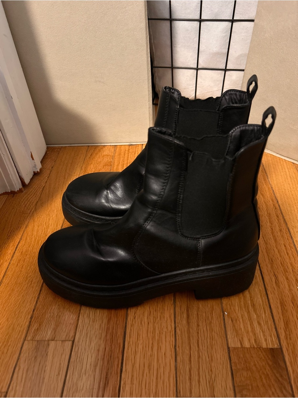 H&M Black Chelsea Platform Ankle Boots